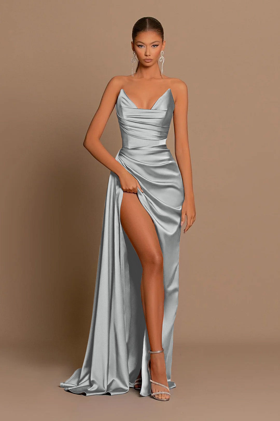 Amazing Blue Mermaid Strapless Prom Dress Unique Style For Party
