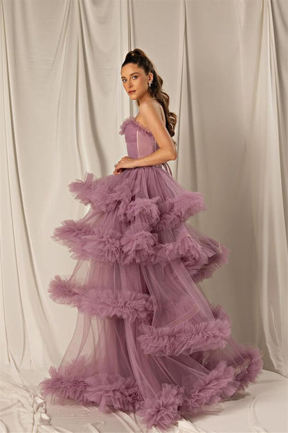 Mermaid Layers Prom Dress Online Spaghetti-Straps Shine