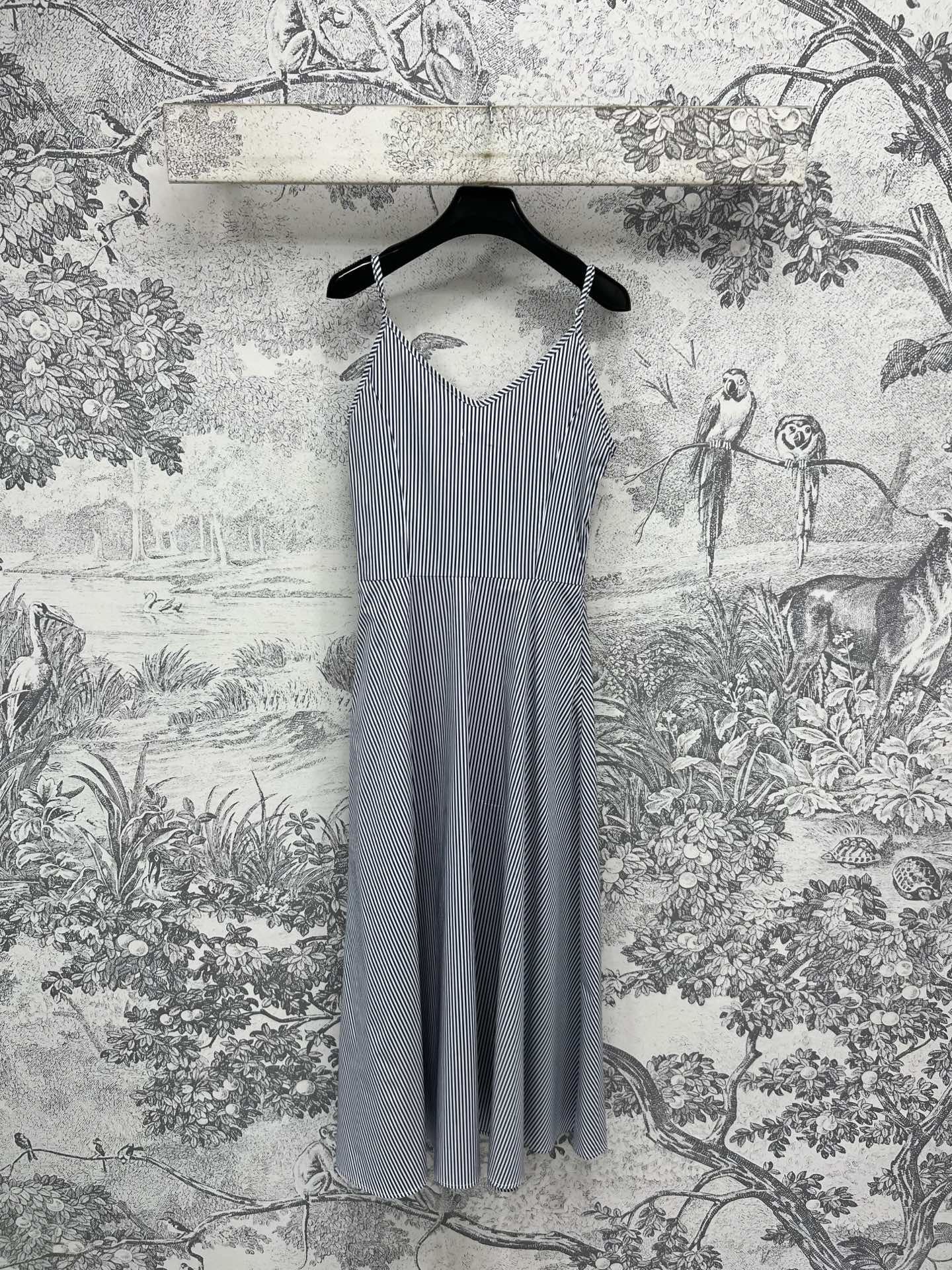 YSL 25 Suspender Striped Dress Blue mix White Cotton