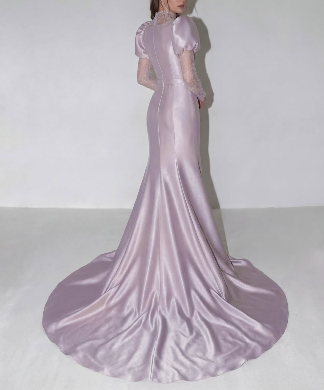 Elegant Short Sleeves Square Mermaid Long Evening Dress With Lace