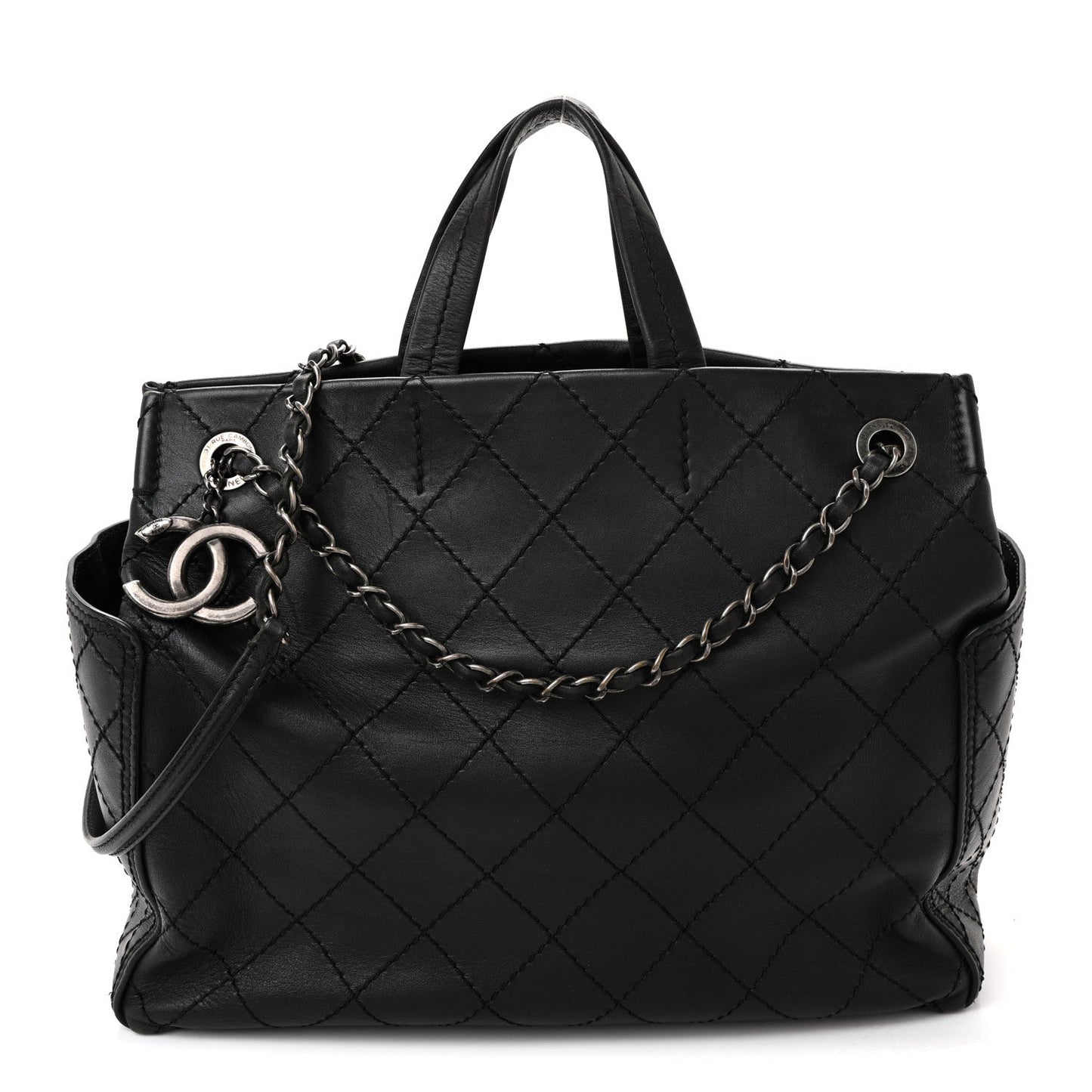 Calfskin CC Pocket Tote Black