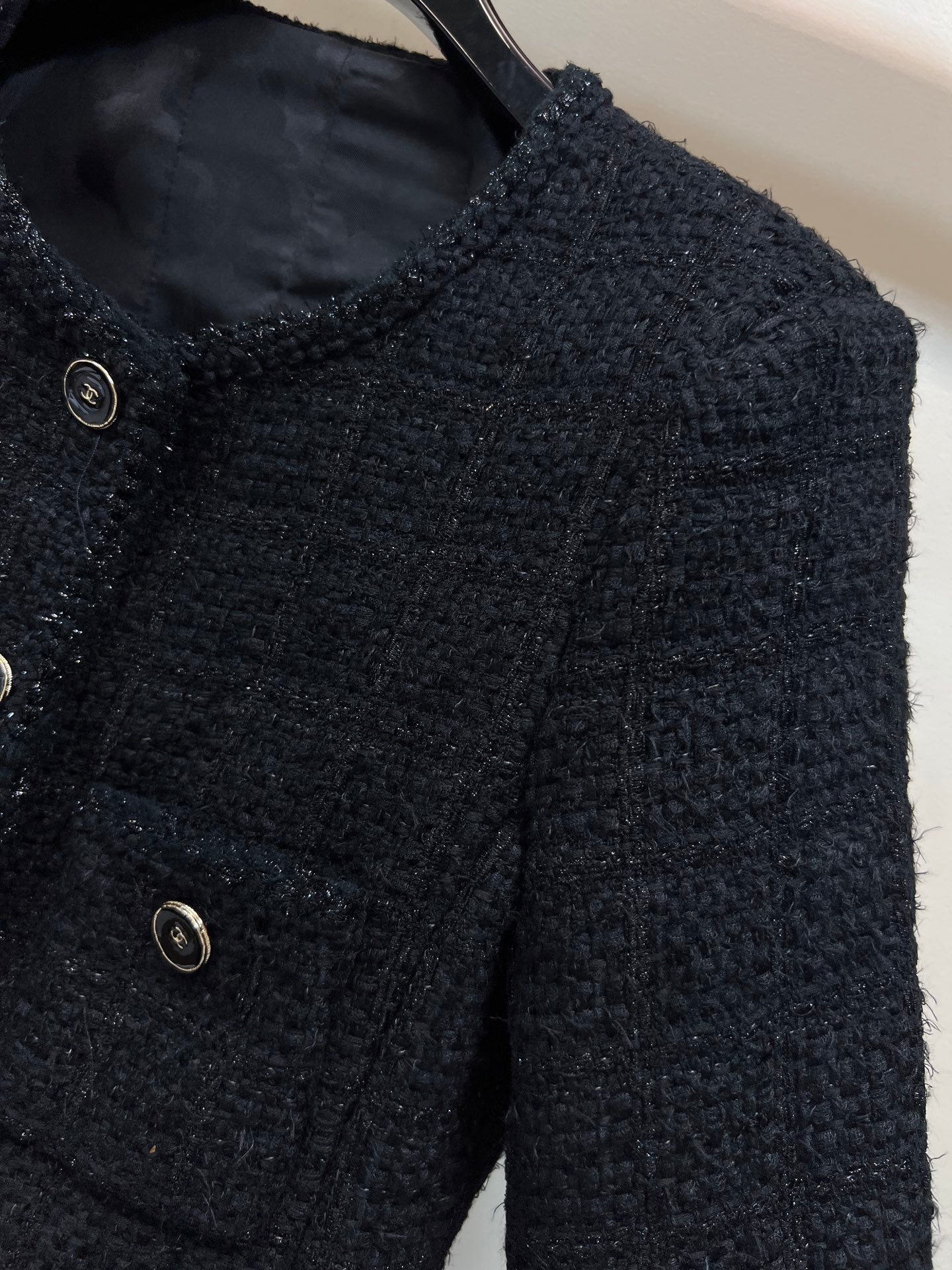 CC 25 Round-Neck Black Tweed Jacket 304703
