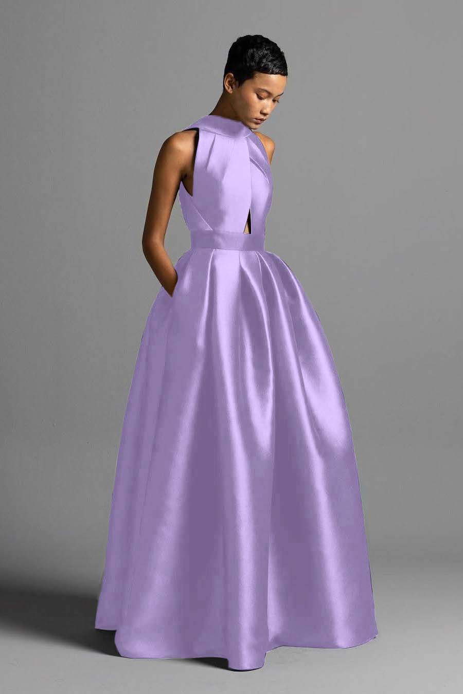 Exquisite Royal Blue Satin Halter Strapless Sleeveless A Line Prom Dress with Pleated