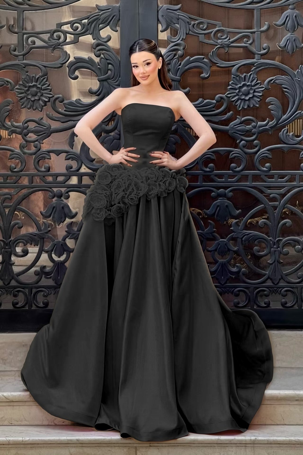 Charming Sleeveless Square A-Line Evening Dress With Handmade Flower