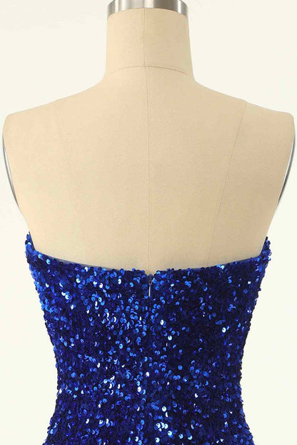 Sheath Strapless Sequins Mini Homecoming Dress