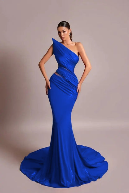 Red Strapless Long Prom Dress Mermaid Sleeveless with Sequins