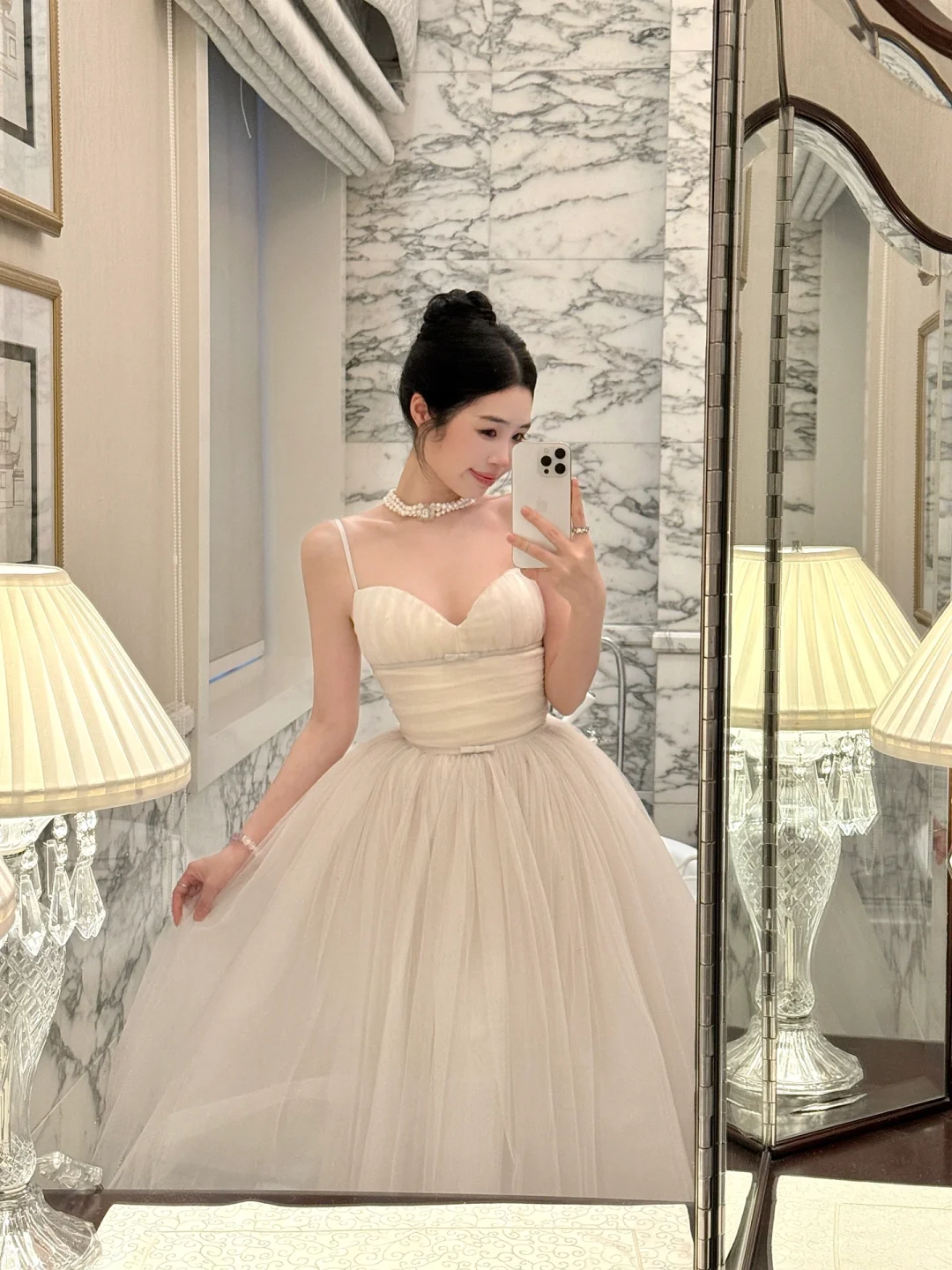 Princess A Line Spaghetti Strap White Tulle Birthday Dress Party Dress SH3400