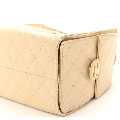 Caviar Quilted Small Chanel 25 Handbag Beige