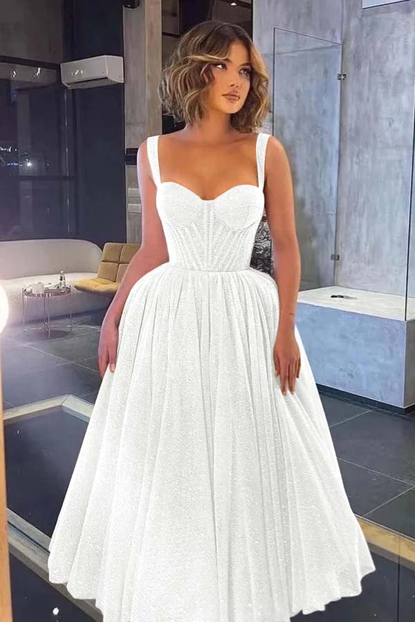 Gorgeous Spaghetti-Strap Sweetheart Sequins Prom Dress With Tulle