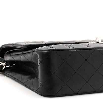Lambskin Quilted Medium Double Flap Black