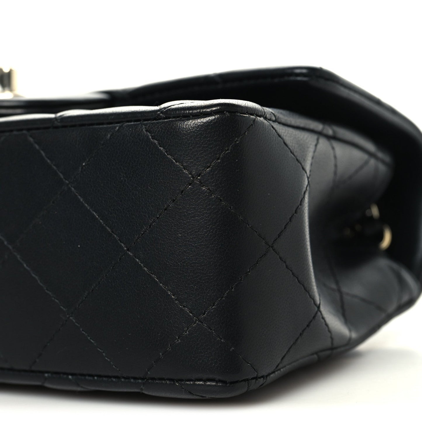 Lambskin Quilted Mini Rectangular Flap Black