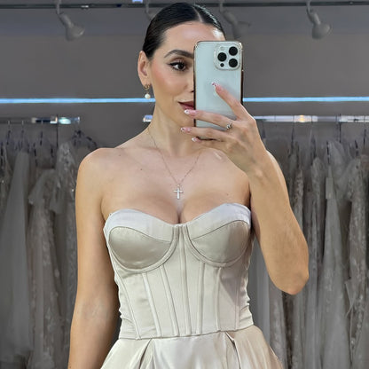 Simple Sleeveless Strapless Sweetheart A-Line Long Prom Dress