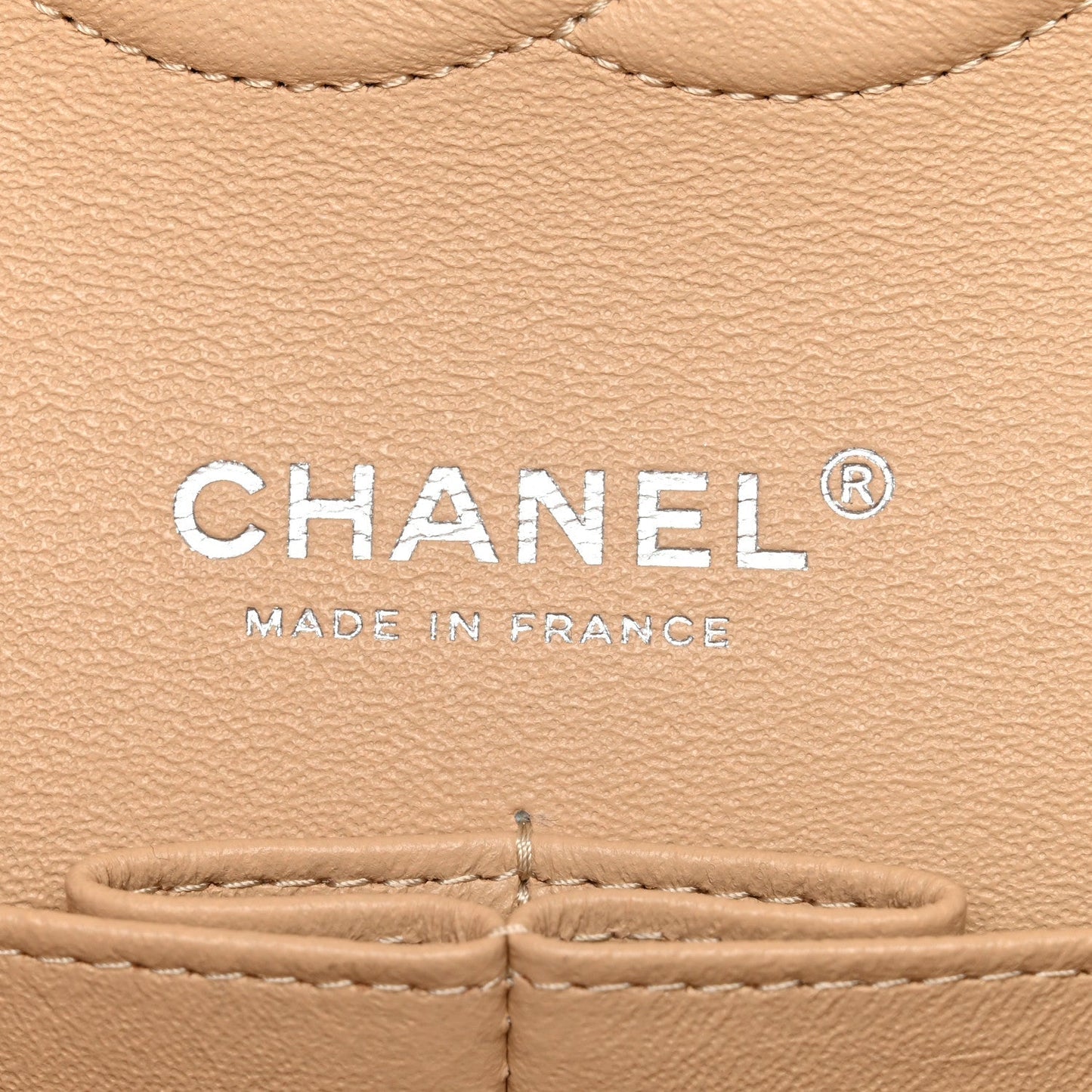 Caviar Quilted Medium Double Flap Beige