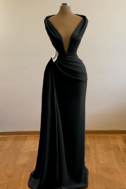 Simple Orange Sleeveless Deep V-Neck Mermaid Prom Dress
