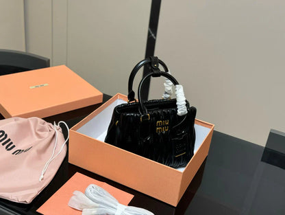 Miumiu Bowling Bag Tote Black Size 22x17cm