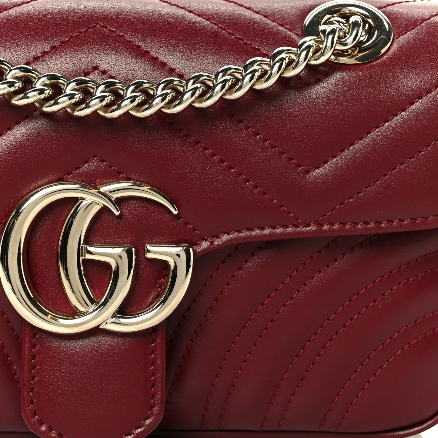 Lambskin Matelasse Small GG Marmont Shoulder Bag Rosso Ancora