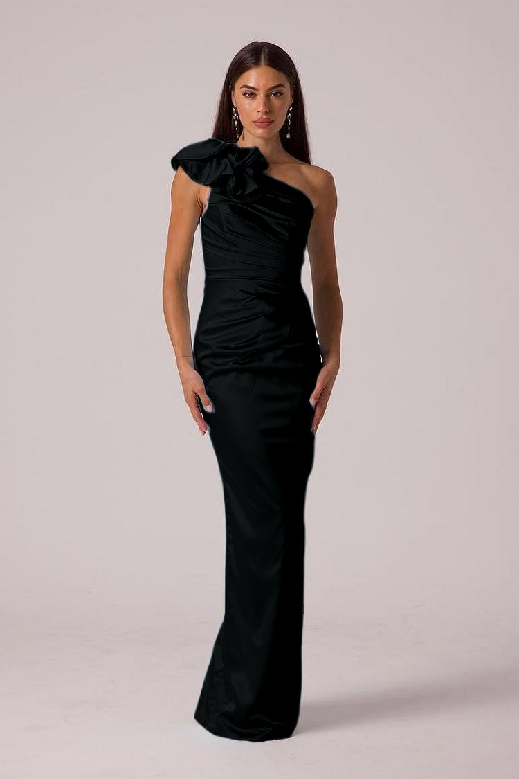 Elegant Sleeveless Mermaid One Shoulder Long Prom Dress