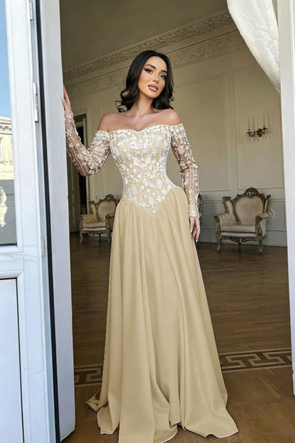 Stunning Red Bateau Neck Long Sleeves Beaded Evening Dress With Pleated