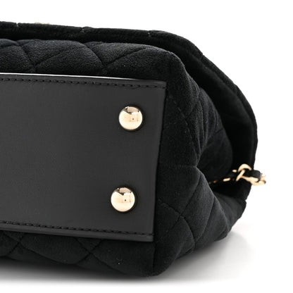 Velvet Crystal Quilted Extra Mini Coco Handle Flap Black