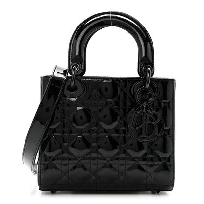 Ultraglossy Patent Cannage Small Lady Dior Black