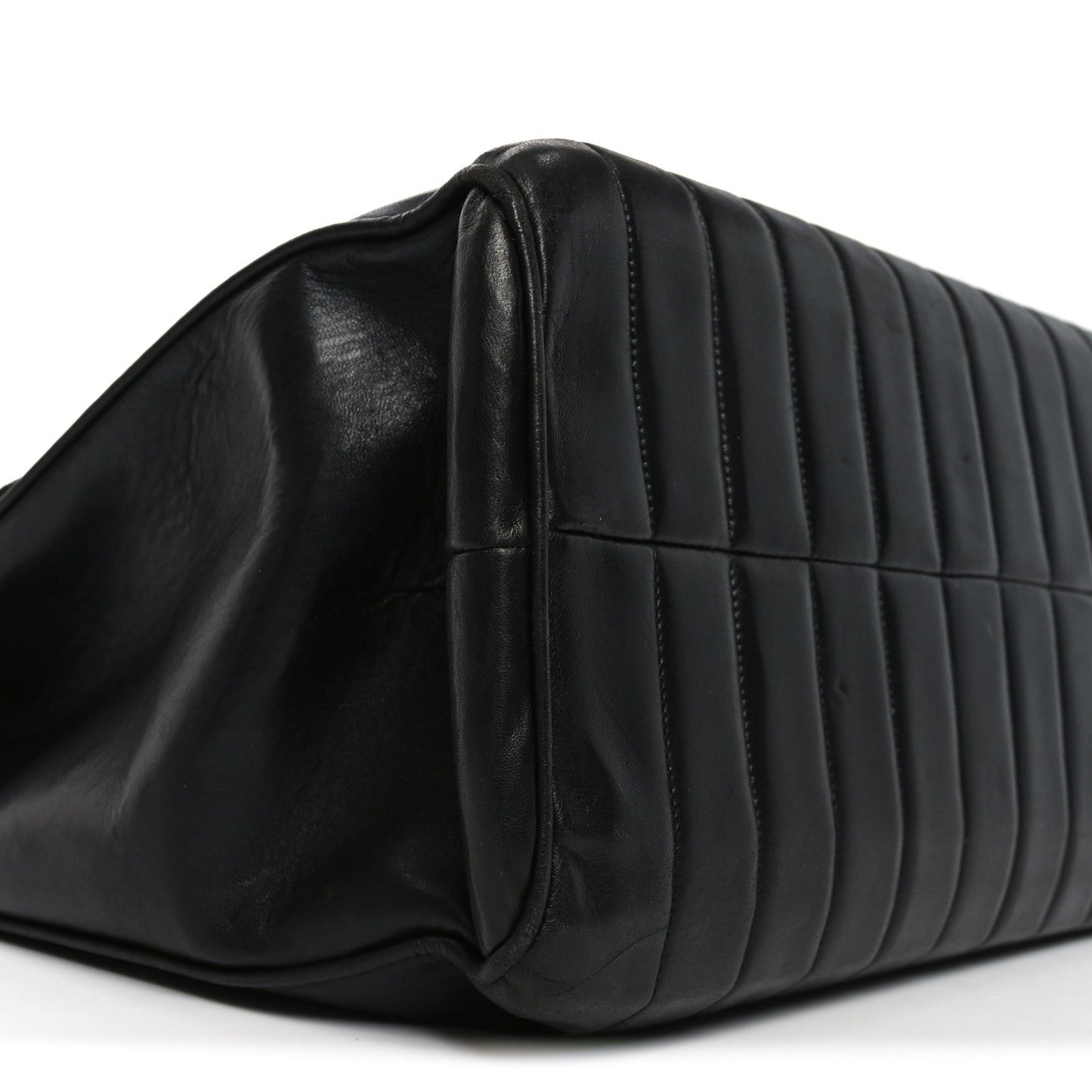 Lambskin Vertical Quilted XL Jumbo Single Flap Black