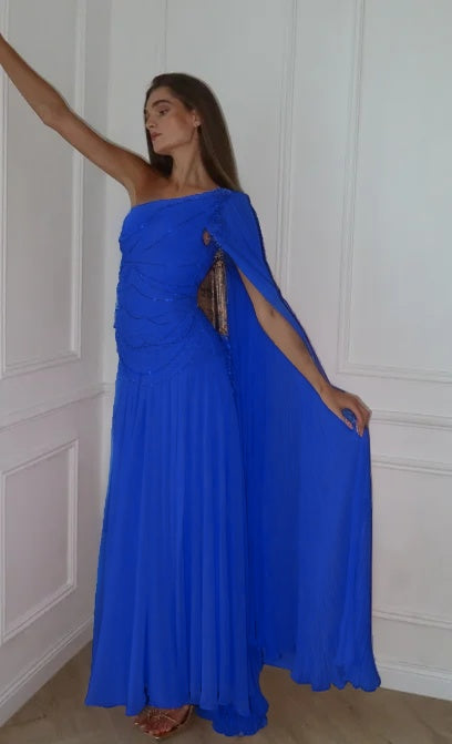Blushing Pink One Shoulder Sheath Evening Dress With Beadings