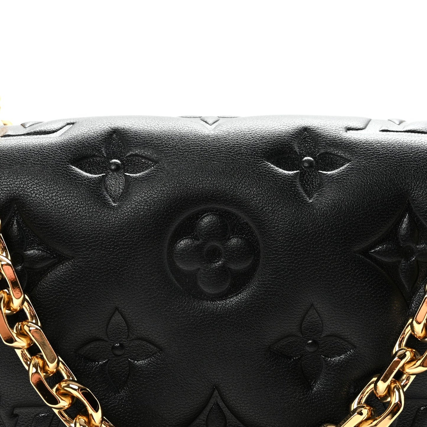 Lambskin Embossed Monogram Pochette Coussin Black