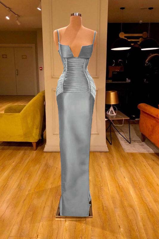 Burgundy V-Neck Spaghetti-Straps Mermaid Prom Dress