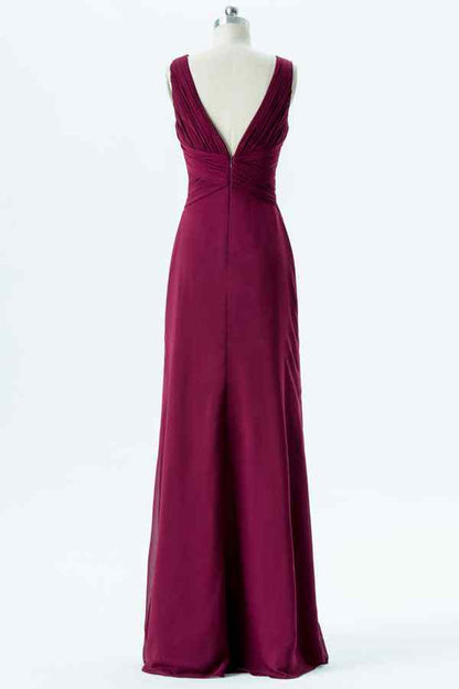 Orchid A-line Chiffon Crisscross Pleated Long Bridesmaid Dress
