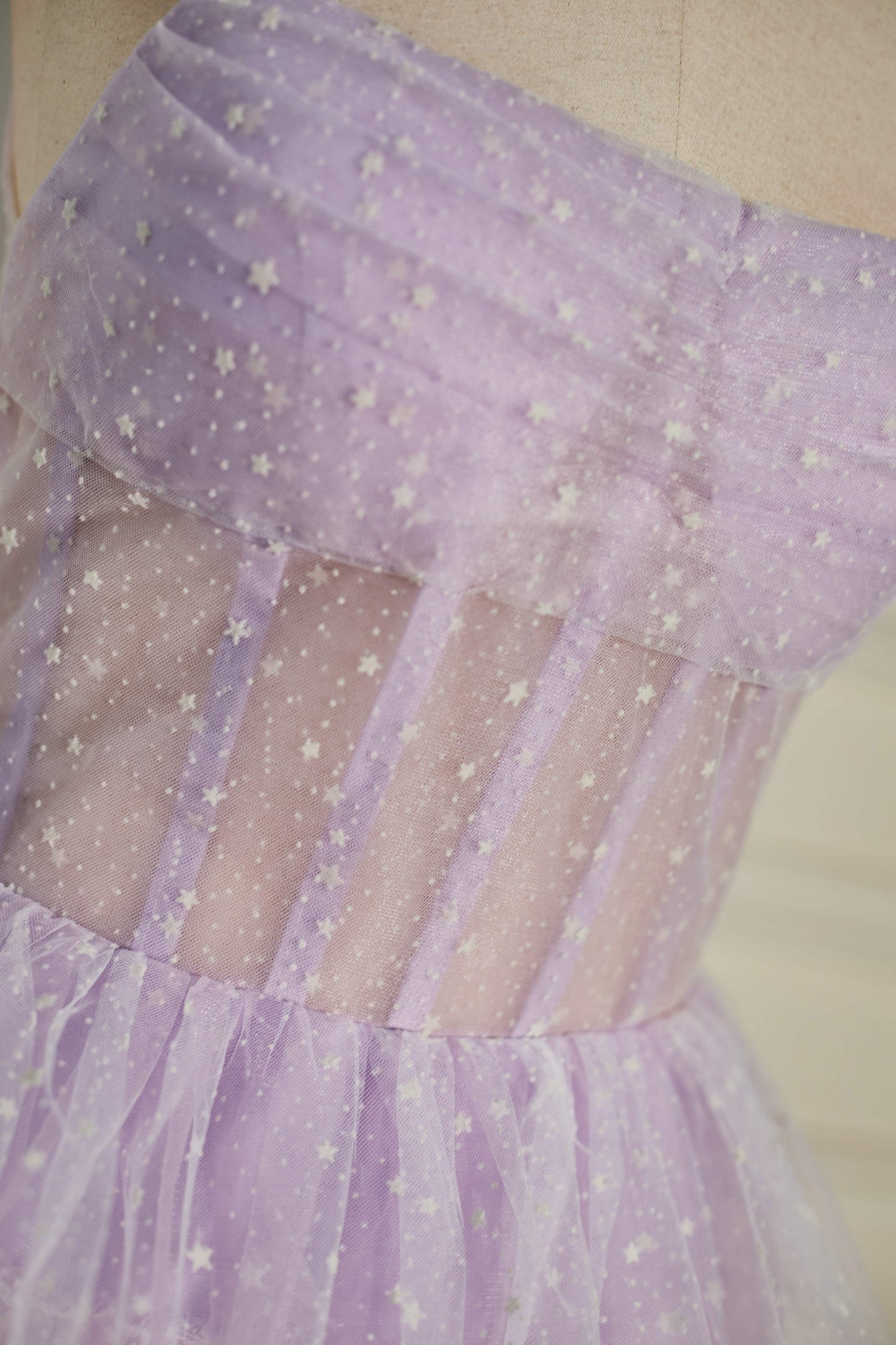 Lavender Strapless Dot Tulle Multi-Layers Homecoming Dress
