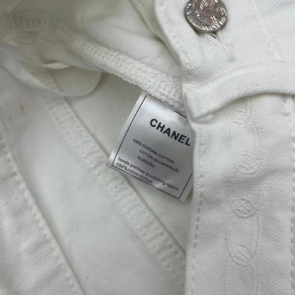 CC Ready-to-Wear Wide-leg White Denim Jeans 349030
