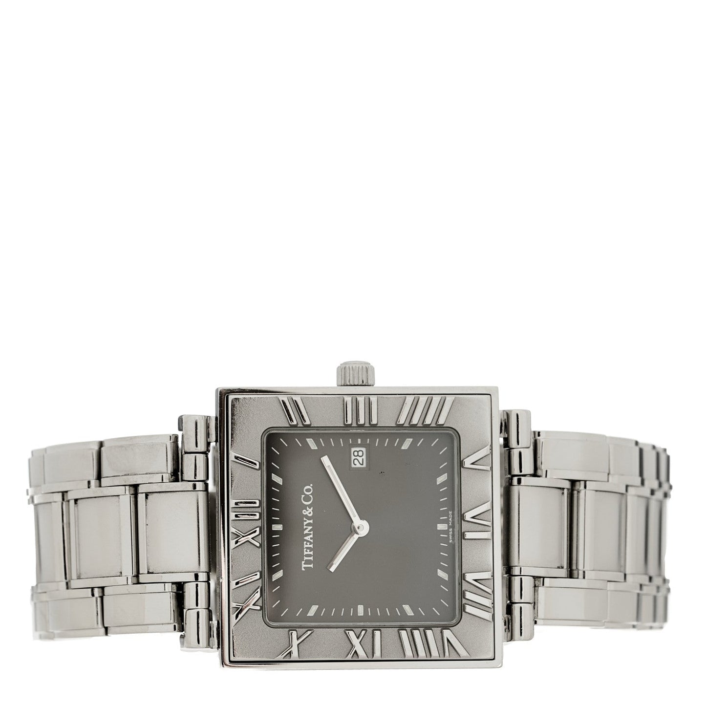 Stainless Steel 28mm Atlas Square Quartz Watch Grey