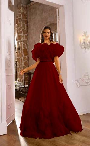 Romantic Pink Flower Off-the-shoulder Layered Couture Evening Dress