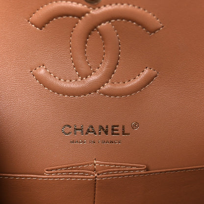 Lambskin Quilted Small Double Flap Brown