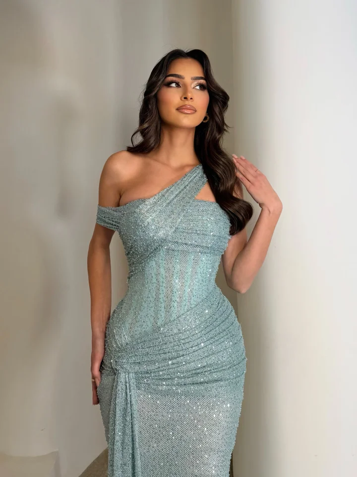 Stunning Sleeveless Sequins Floor Long Mermaid Evening Dress