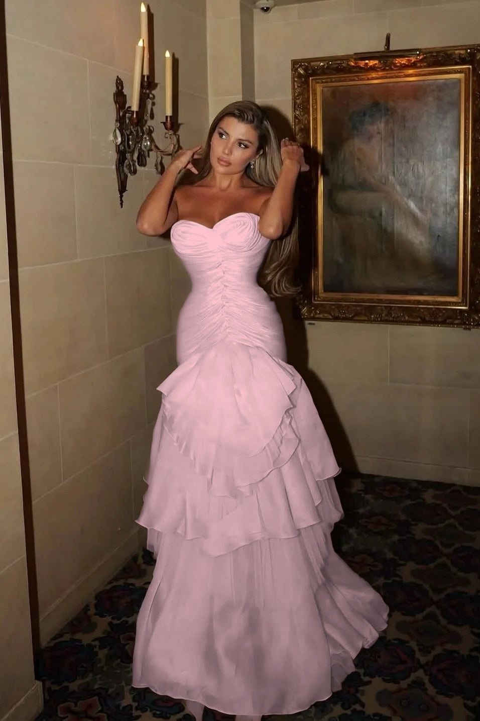 Chic Strapless Sleeveless Sweetheart Prom Dress With Pleated