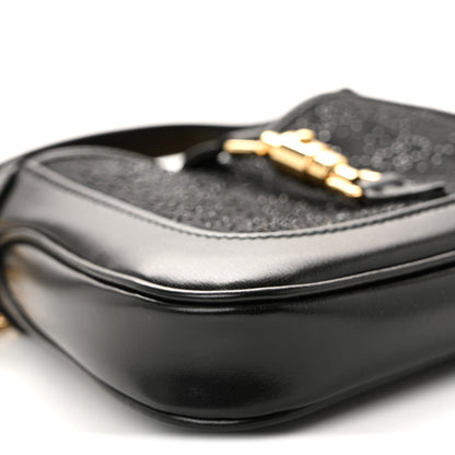 New Canvas Charisma Calfskin Crystal GG Monogram Mini Jackie 1961 Hobo Black