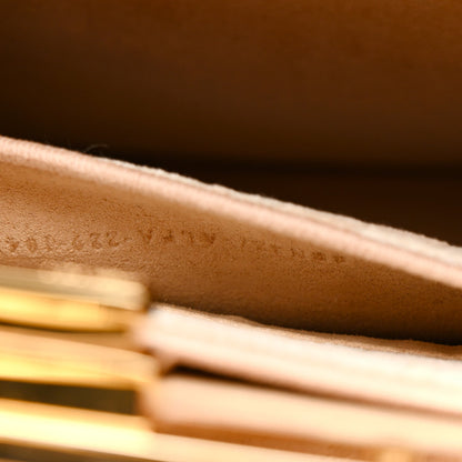 Chenille Suede Metal FF Small Peekaboo I SEE U Satchel Beige White