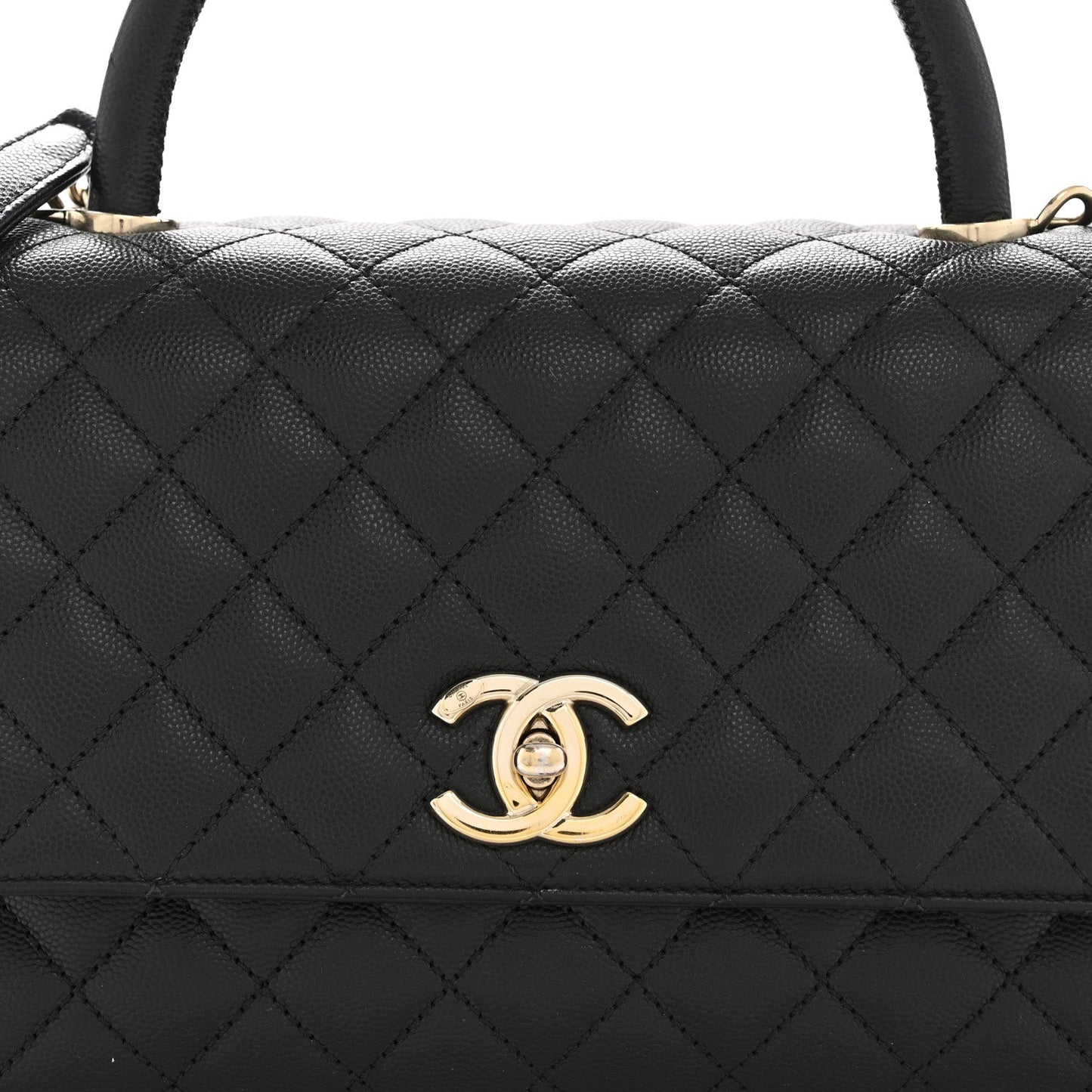 Caviar Quilted Small Coco Handle Flap Black