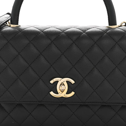 Caviar Quilted Small Coco Handle Flap Black
