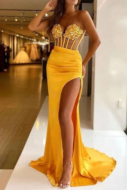 Mermaid Sequins Prom Dress Glorious With Slit Sleeveless Online