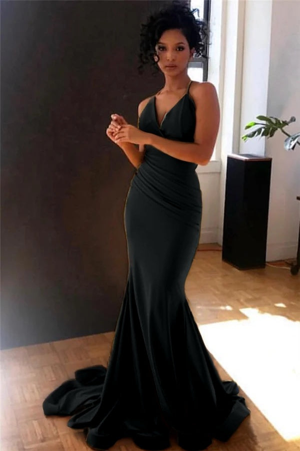 Spaghetti-Straps Mermaid Long Evening Gown