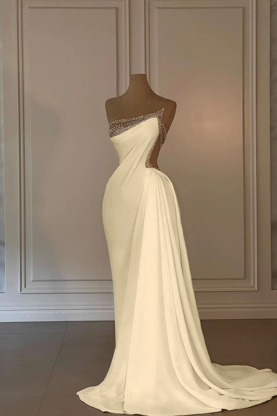 Fabulous Daffodil Asymmetric Sleeveless Ruched Patchwork Evening Dress