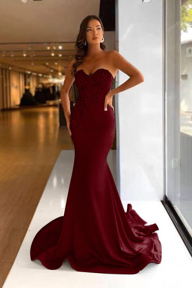 Pretty Long Prom Dress Mermaid Sweetheart With Beads