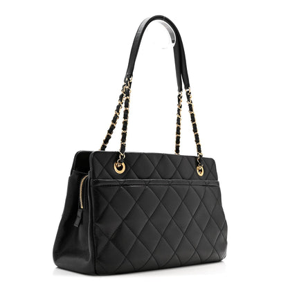 Caviar Quilted Timeless CC Soft Tote Black