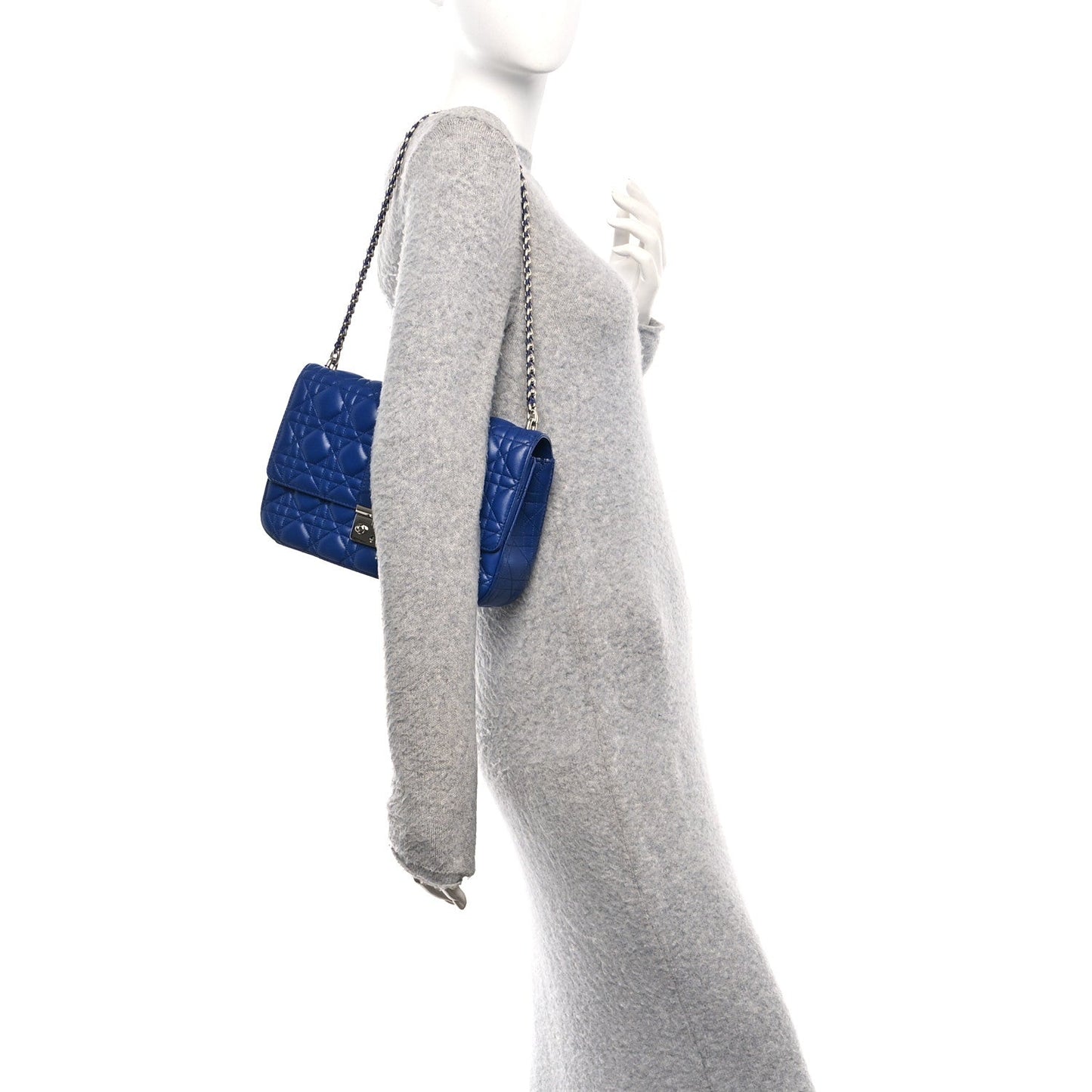 Lambskin Cannage Medium Miss Dior Flap Blue