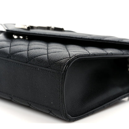 Grain De Poudre Textured Mixed Matelasse Triquilt Medium Monogram Satchel Black