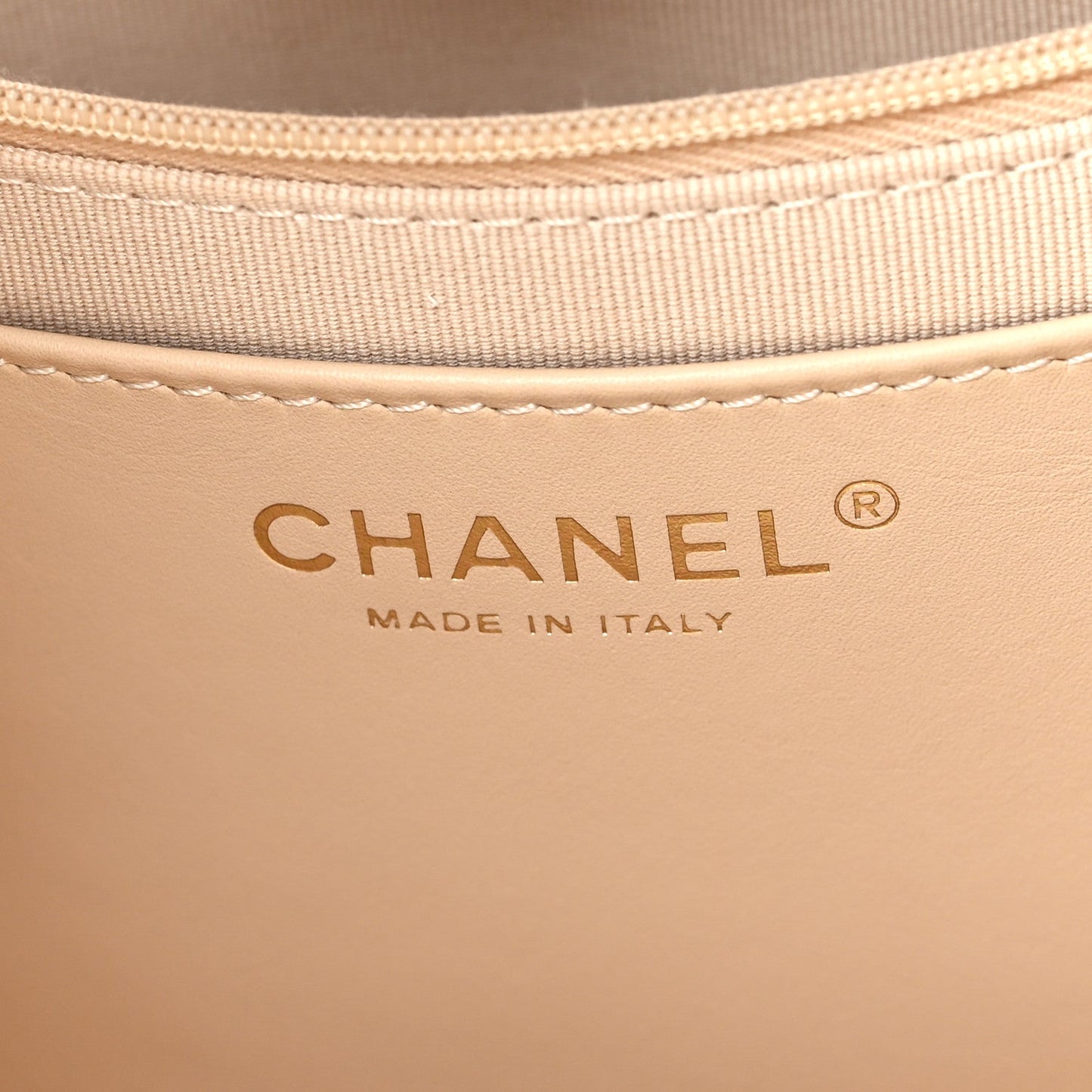 Caviar Stitched Pocket CC Large Tote Light Beige
