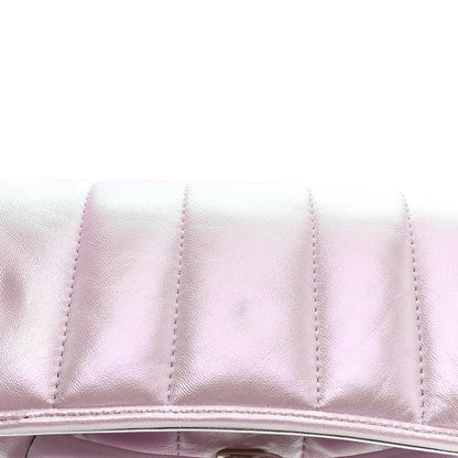 Iridescent Nappa Vertical Matelasse Medium Maxi Horsebit Chain Shoulder Bag Escape Pink