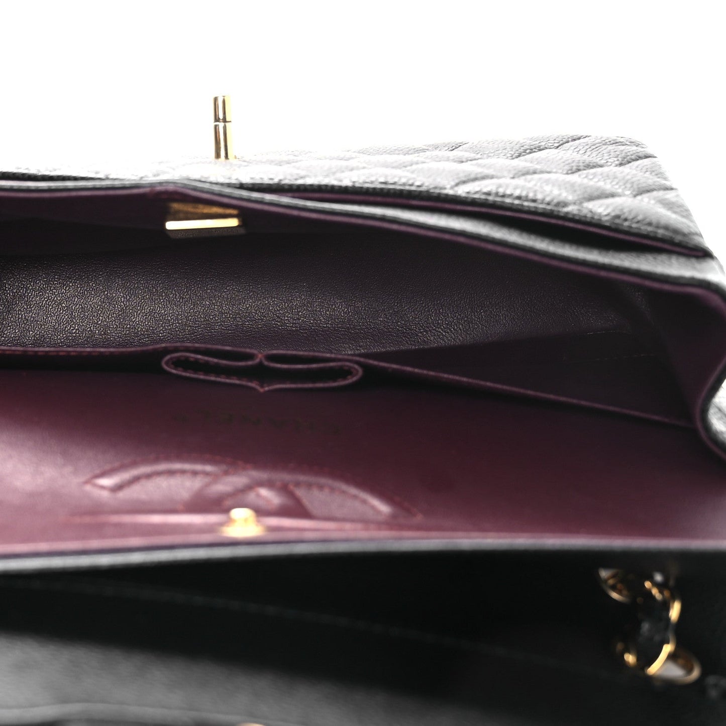 Caviar Quilted Medium Double Flap Black